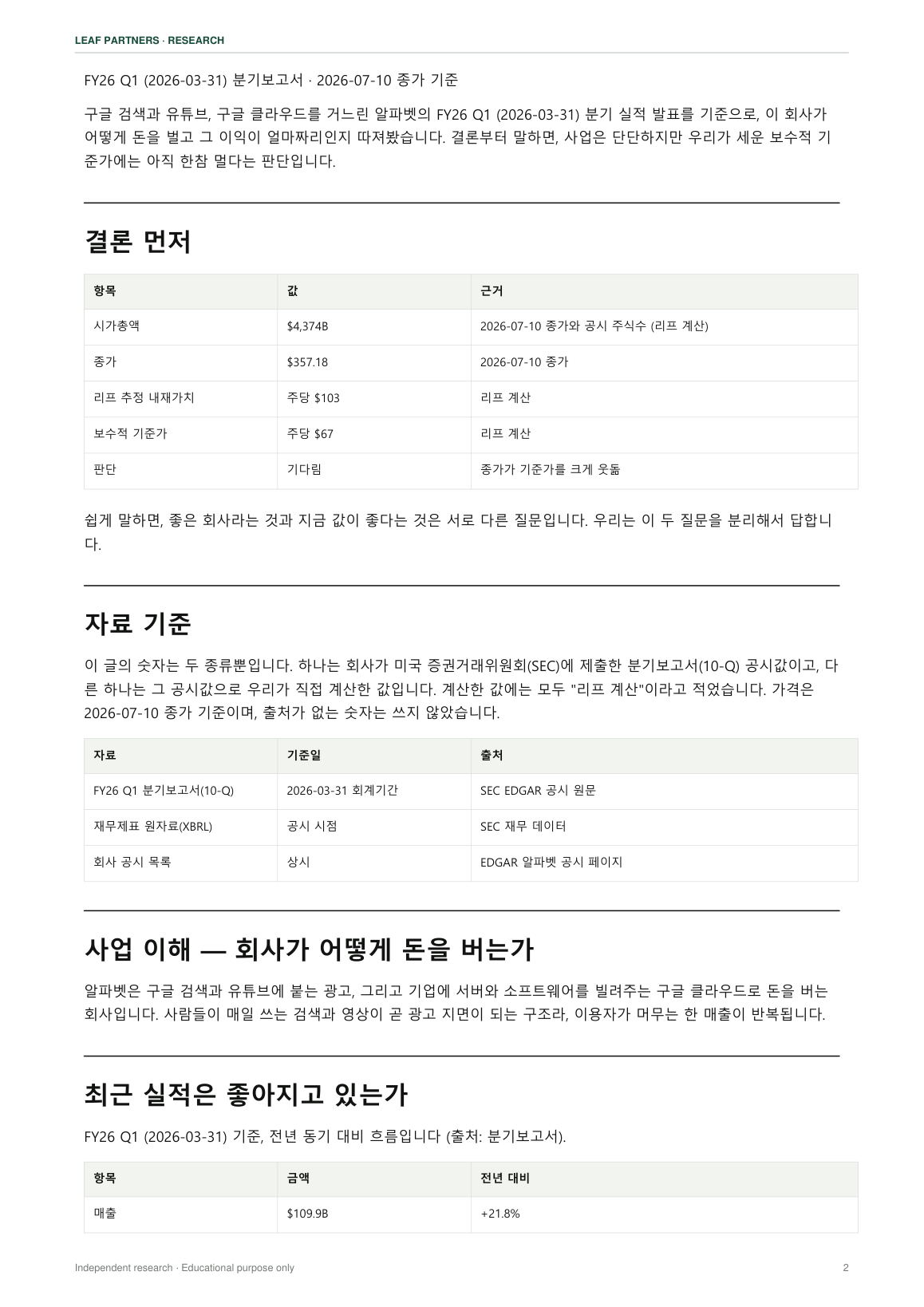 알파벳 리포트 2페이지
